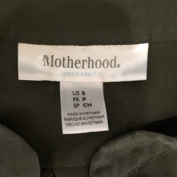 Motherhood Maternity Sleeveless Olive Green Top Button Front Waist Tie Size S - Picture 4 of 4